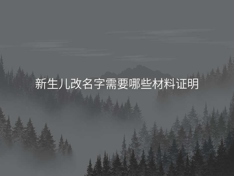 新生儿改名字需要哪些材料证明