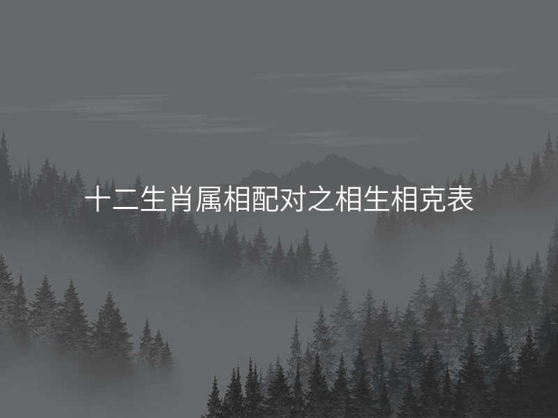 十二生肖属相配对之相生相克表