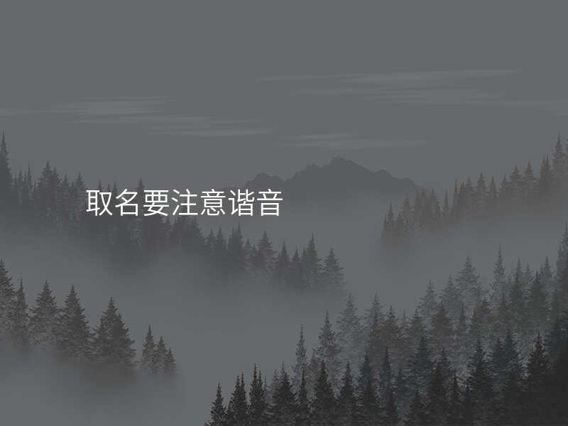 取名要注意谐音