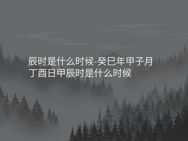 辰时是什么时候-癸巳年甲子月丁酉日甲辰时是什么时候