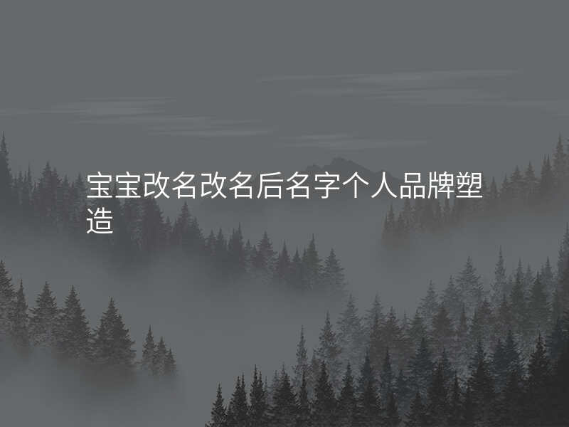 宝宝改名改名后名字个人品牌塑造