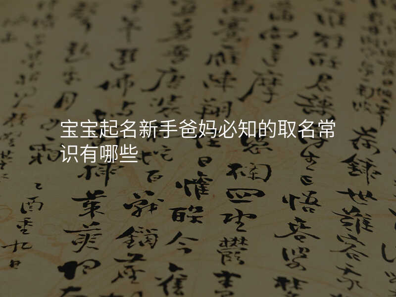 宝宝起名新手爸妈必知的取名常识有哪些