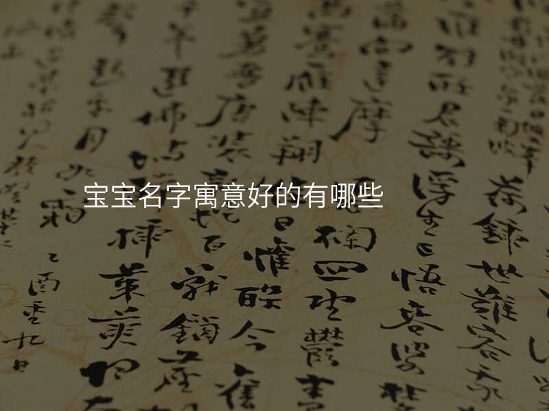 宝宝名字寓意好的有哪些