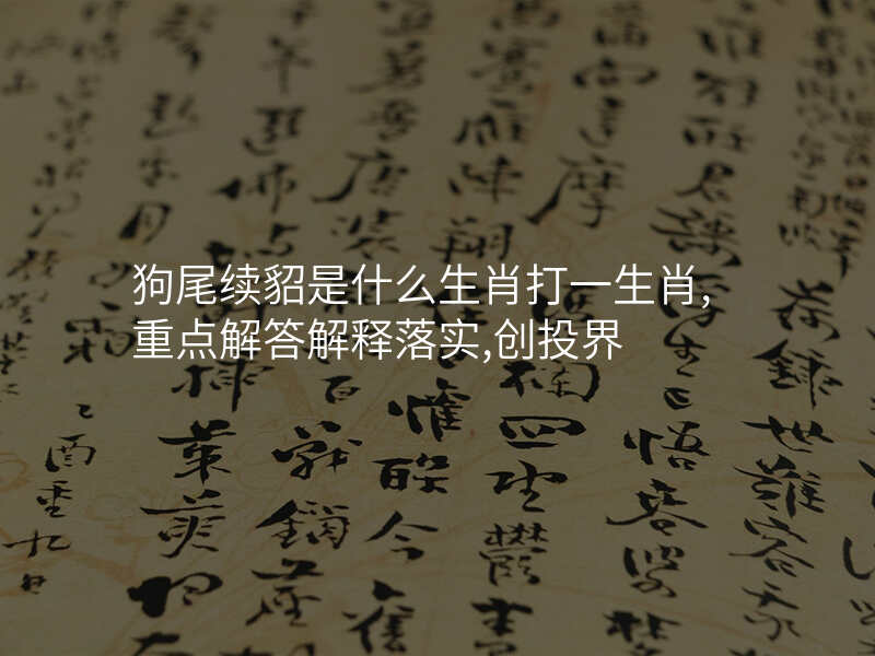 狗尾续貂是什么生肖打一生肖,重点解答解释落实,创投界
