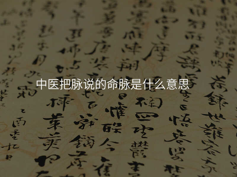 中医把脉说的命脉是什么意思