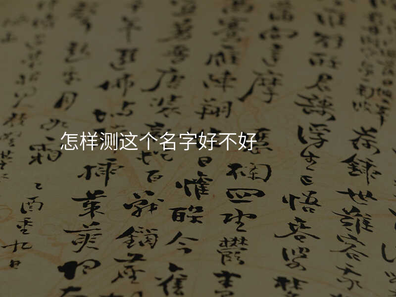 怎样测这个名字好不好