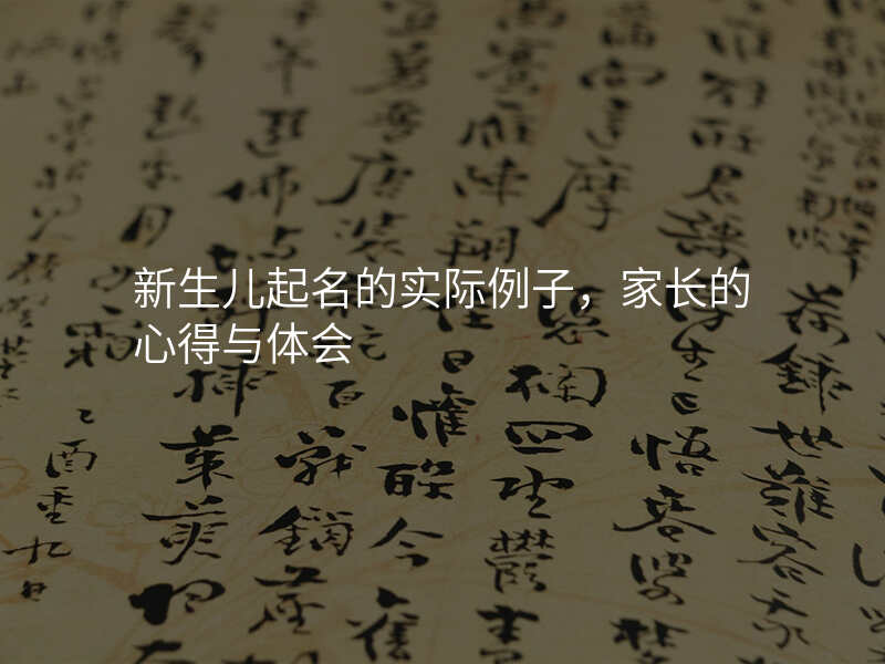 新生儿起名的实际例子,家长的心得与体会