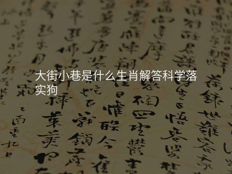 大街小巷是什么生肖解答科学落实狗