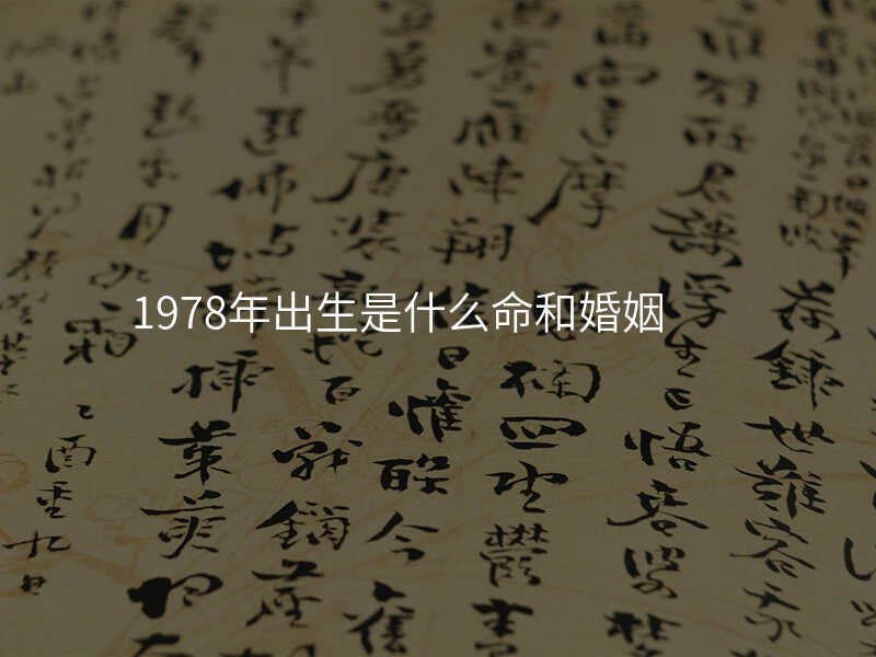 1978年出生是什么命和婚姻