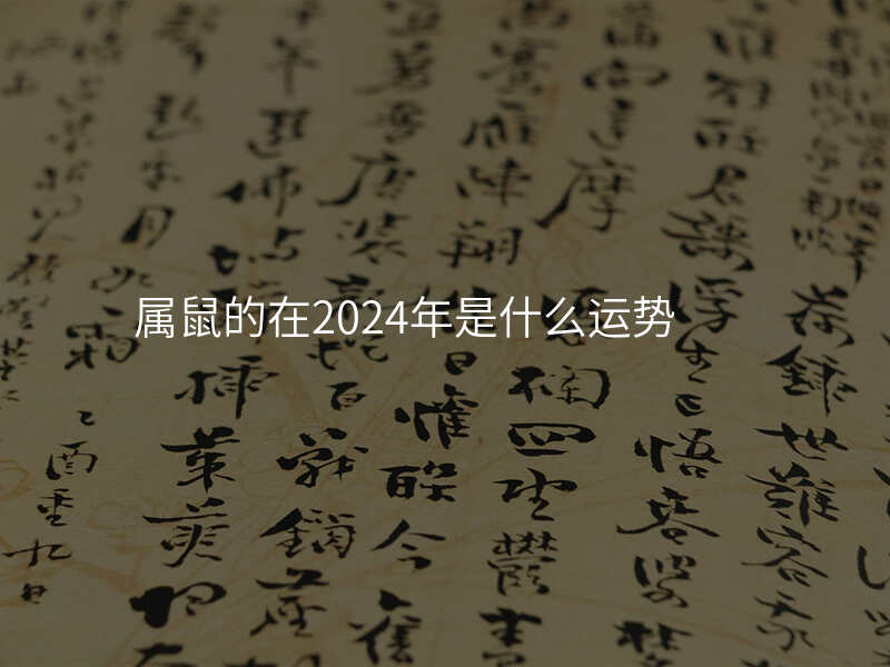属鼠的在2024年是什么运势