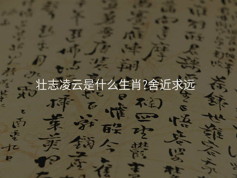 壮志凌云是什么生肖?舍近求远