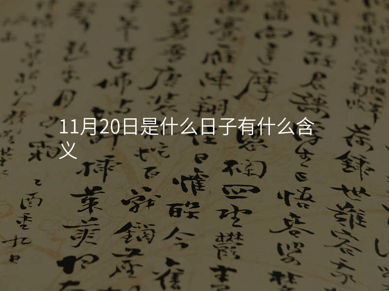11月20日是什么日子有什么含义