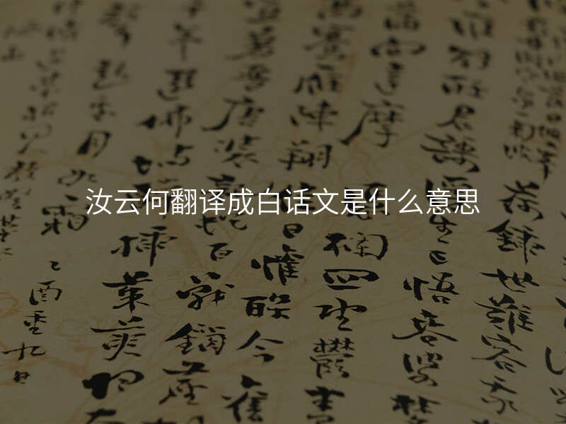 汝云何翻译成白话文是什么意思
