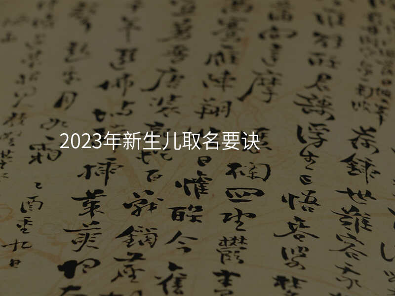 2023年新生儿取名要诀
