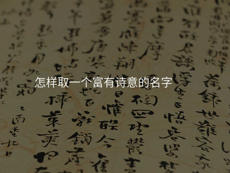 怎样取一个富有诗意的名字