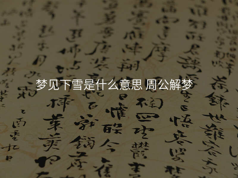 梦见下雪是什么意思 周公解梦