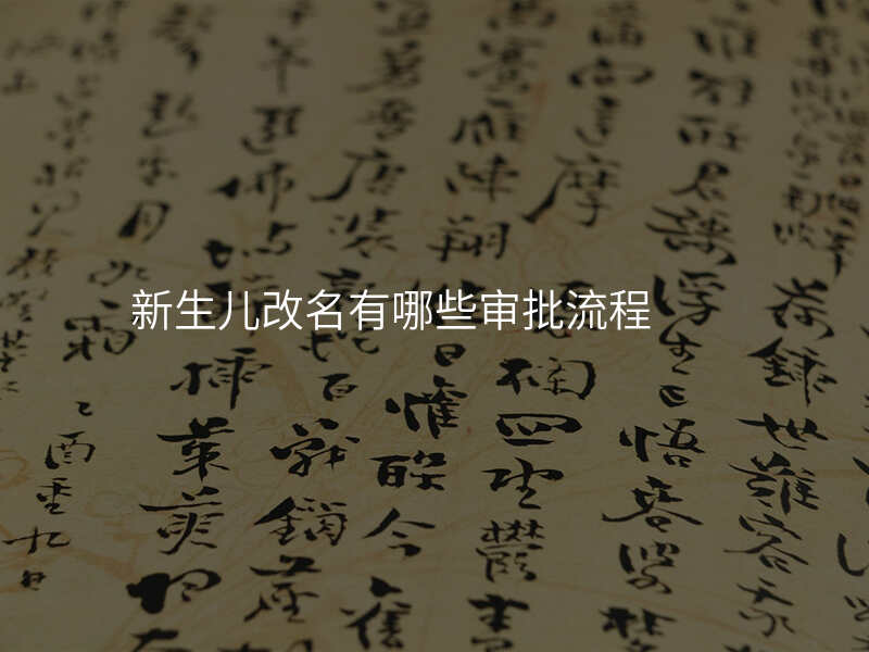 新生儿改名有哪些审批流程