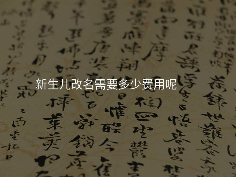 新生儿改名需要多少费用呢