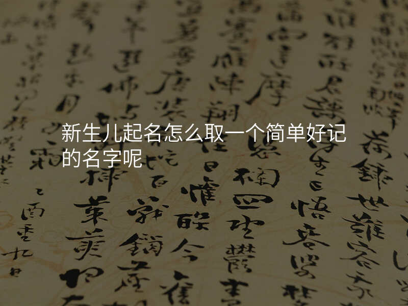 新生儿起名怎么取一个简单好记的名字呢