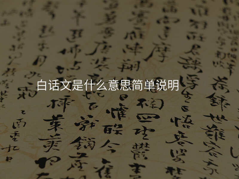 白话文是什么意思简单说明