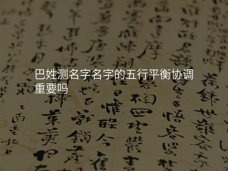 巴姓测名字名字的五行平衡协调重要吗