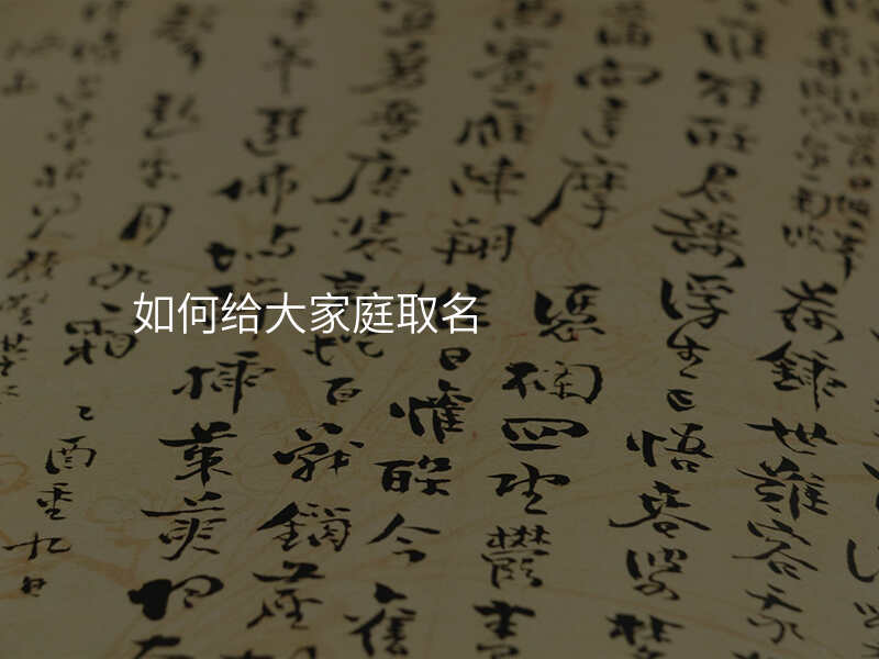 如何给大家庭取名