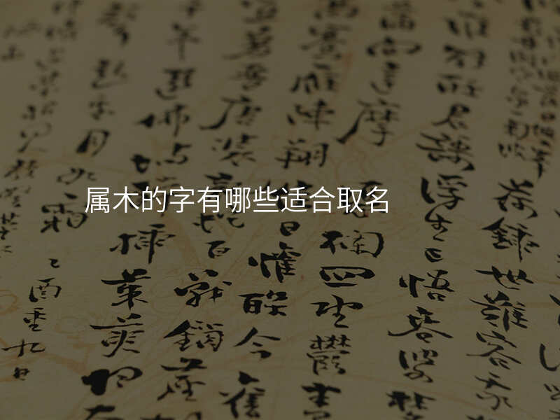 属木的字有哪些适合取名