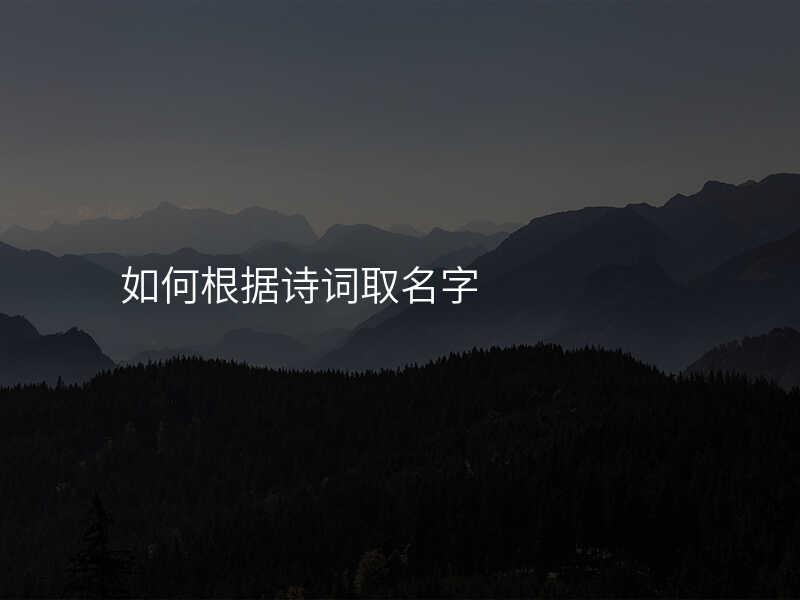 如何根据诗词取名字