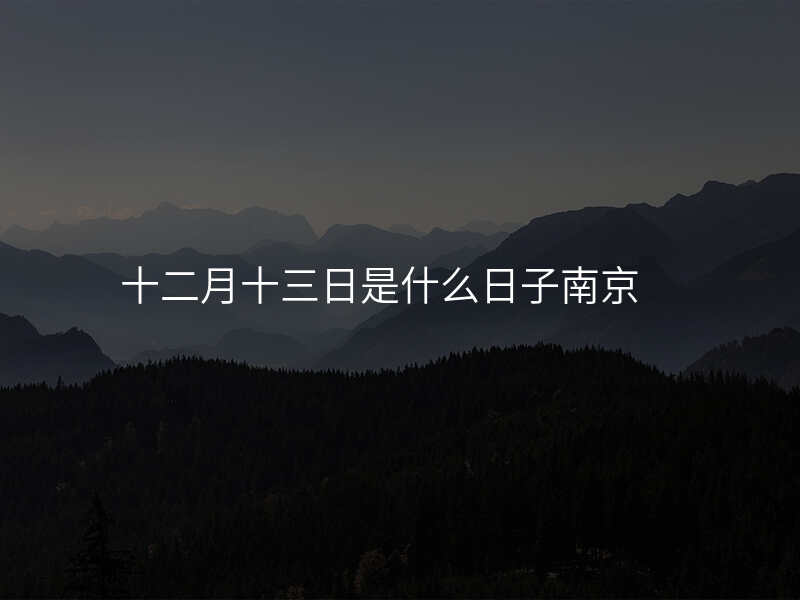 十二月十三日是什么日子南京