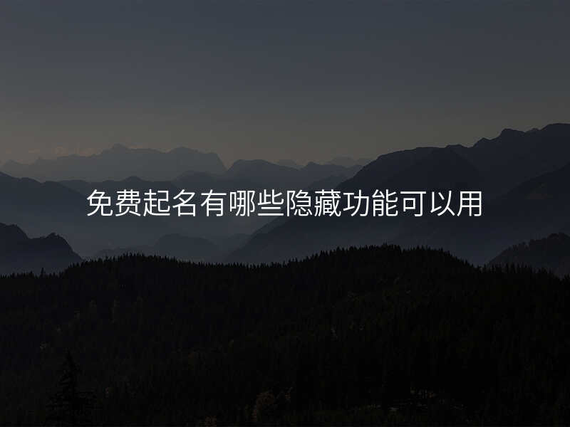 免费起名有哪些隐藏功能可以用