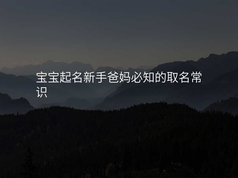 宝宝起名新手爸妈必知的取名常识