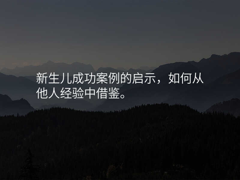 新生儿成功案例的启示,如何从他人经验中借鉴。