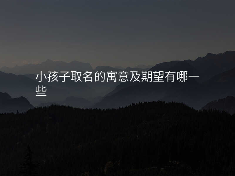小孩子取名的寓意及期望有哪一些