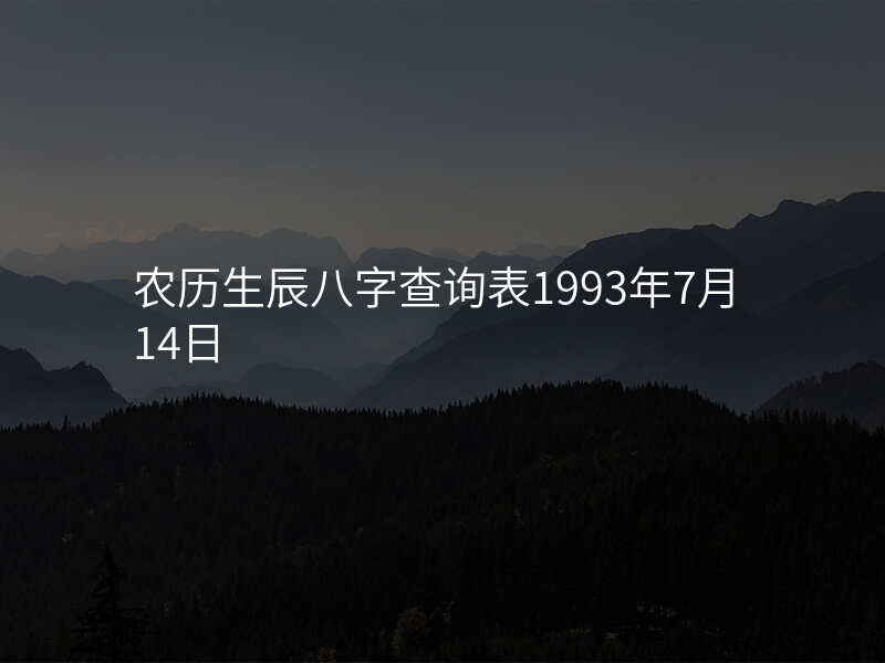 农历生辰八字查询表1993年7月14日