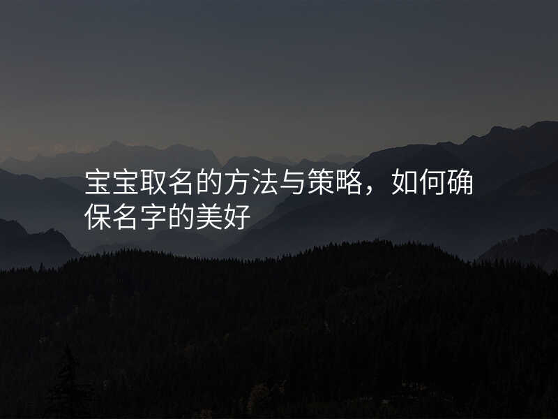 宝宝取名的方法与策略,如何确保名字的美好