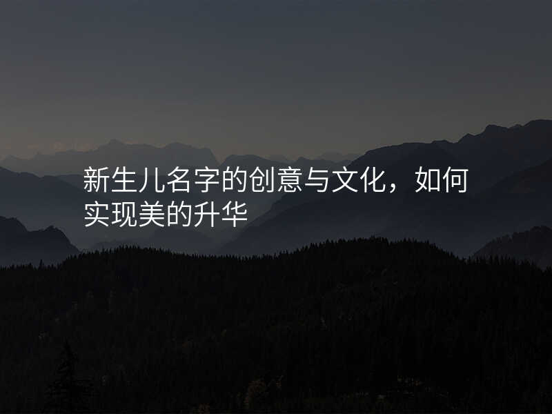 新生儿名字的创意与文化,如何实现美的升华