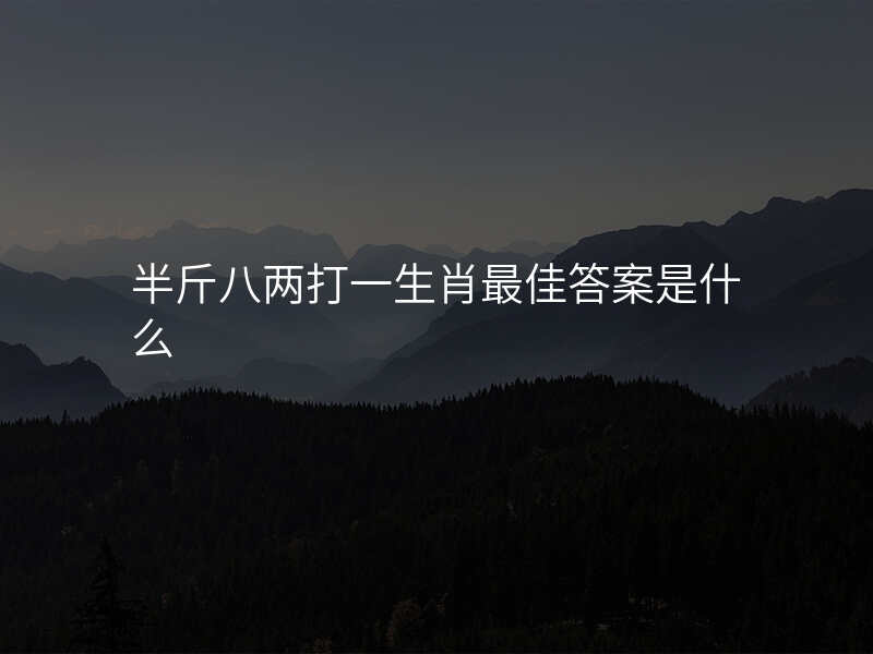 半斤八两打一生肖最佳答案是什么