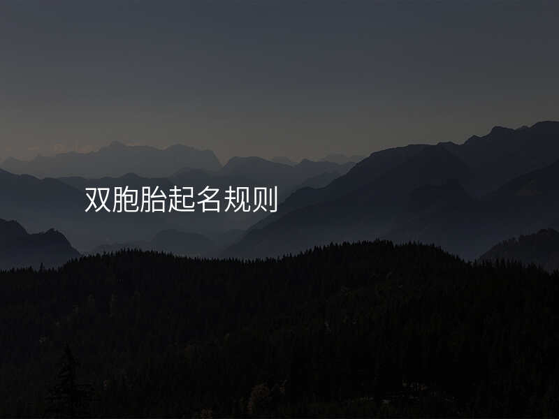 双胞胎起名规则