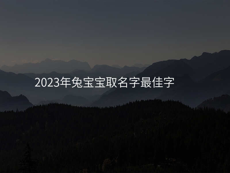 2023年兔宝宝取名字最佳字