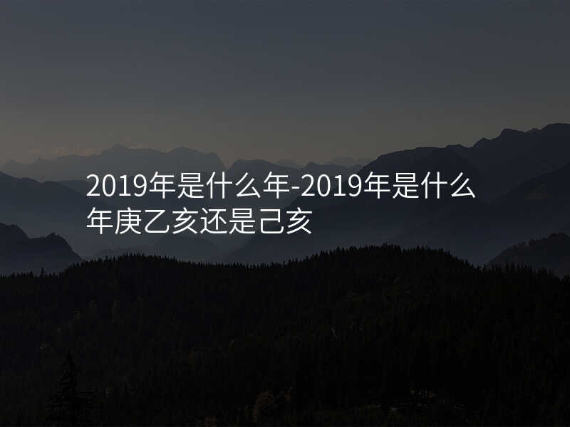 2019年是什么年-2019年是什么年庚乙亥还是己亥
