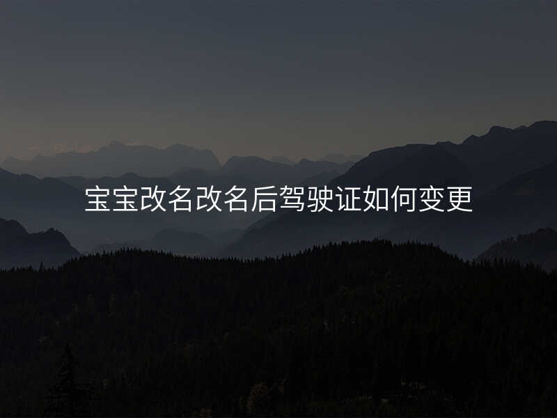 宝宝改名改名后驾驶证如何变更