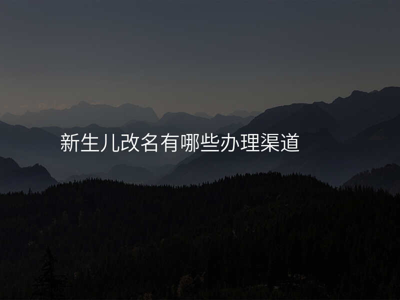 新生儿改名有哪些办理渠道