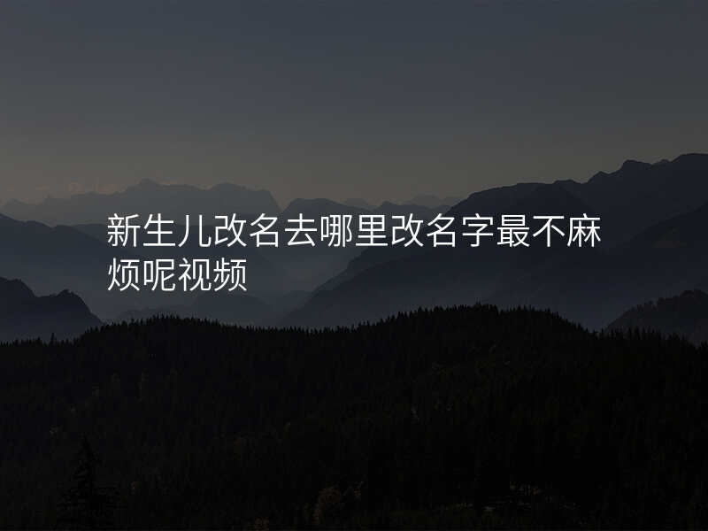 新生儿改名去哪里改名字最不麻烦呢视频
