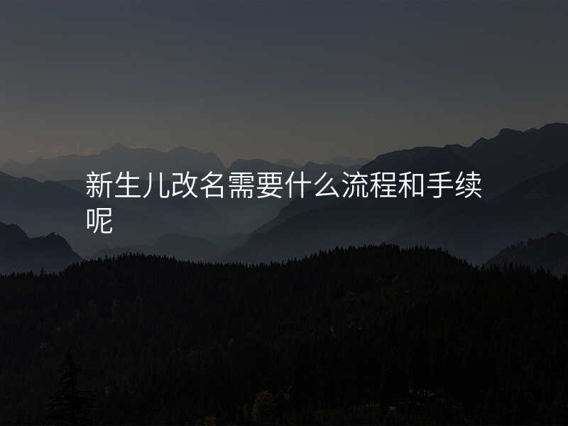 新生儿改名需要什么流程和手续呢