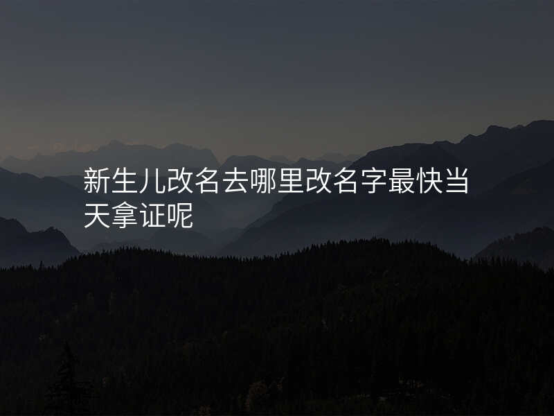 新生儿改名去哪里改名字最快当天拿证呢
