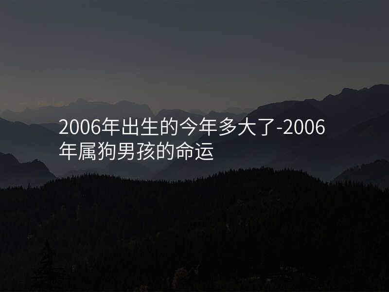 2006年出生的今年多大了-2006年属狗男孩的命运