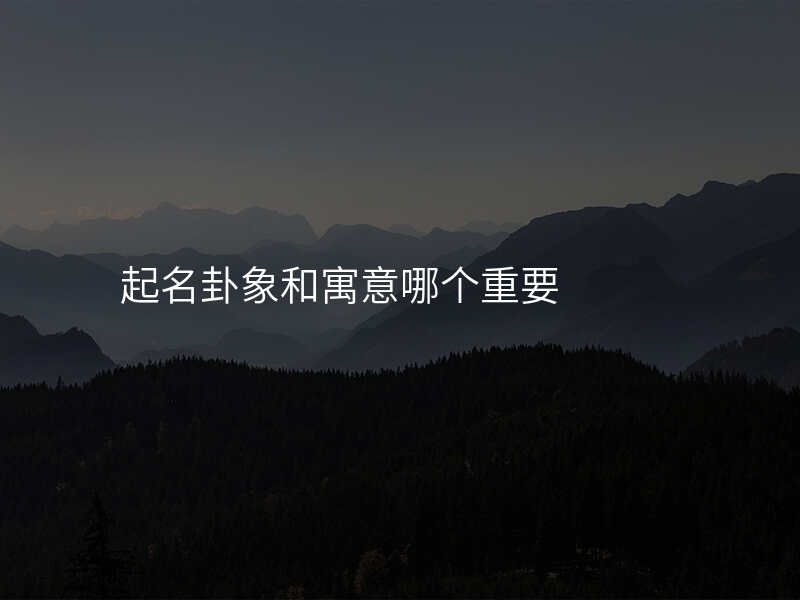 起名卦象和寓意哪个重要