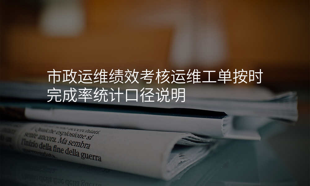 市政运维绩效考核运维工单按时完成率统计口径说明