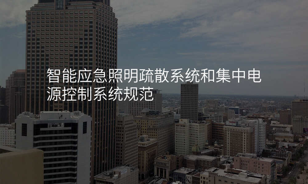 智能应急照明疏散系统和集中电源控制系统规范