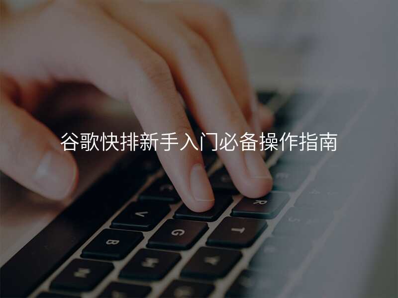 谷歌快排新手入门必备操作指南